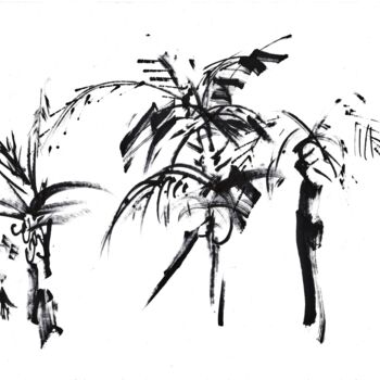 Disegno intitolato "Palm Trees" da Friedrich Zettl, Opera d'arte originale, Pennarello