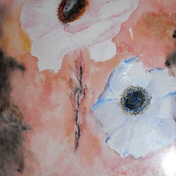 Disegno intitolato "ANEMONES style  "ar…" da Marie France Philibert Zamai, Opera d'arte originale, Acquarello