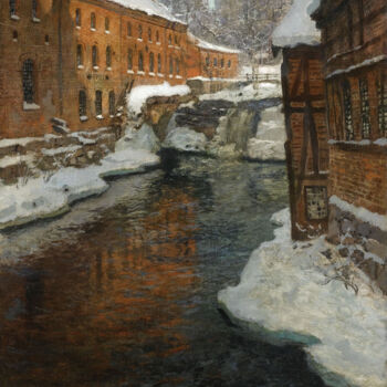 Painting titled "La rivière Akerselv…" by Frits Thaulow, Original Artwork, Oil