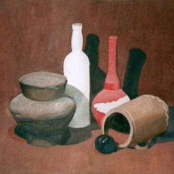 Pintura titulada "Bodegón con botella…" por Frixo666, Obra de arte original