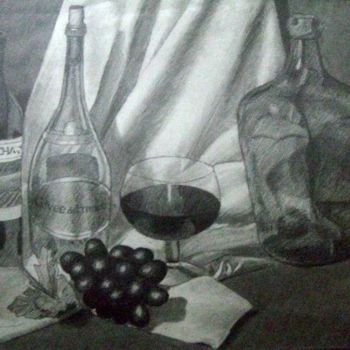 Drawing titled "Bodegón de vinos" by Frixo666, Original Artwork