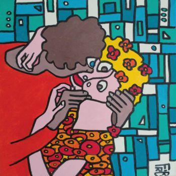 Painting titled "le baiser" by Frob, Original Artwork, Acrylic