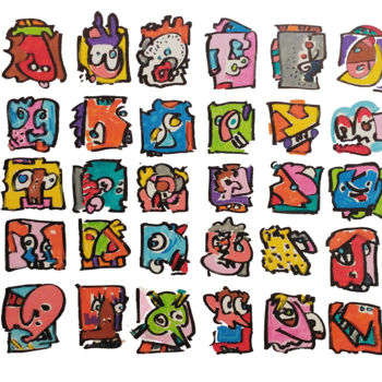 「30 carrés」というタイトルの絵画 Frobによって, オリジナルのアートワーク, アクリル