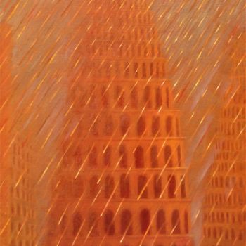 Картина под названием "Pluie sur Babel" - Xavier Froissart, Подлинное произведение искусства, Масло