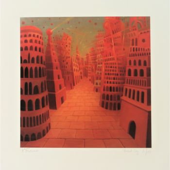 Digitale Kunst mit dem Titel "Babel City" von Xavier Froissart, Original-Kunstwerk, 2D digitale Arbeit