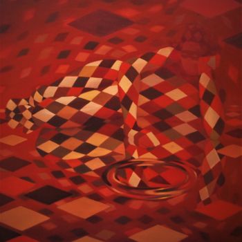 Peinture intitulée "Grand Arlequin rouge" par Xavier Froissart, Œuvre d'art originale, Huile