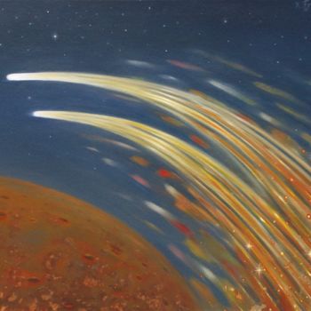 Peinture intitulée "Deux comètes" par Xavier Froissart, Œuvre d'art originale, Huile