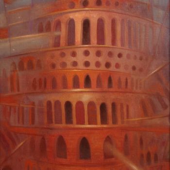 Painting titled "Une Tour de Babel" by Xavier Froissart, Original Artwork, Oil