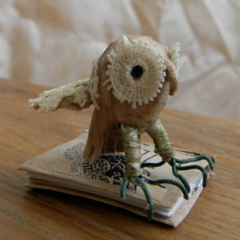 Sculpture titled "owlet" by Marta Fae, Original Artwork, Paper