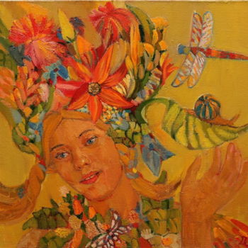 Peinture intitulée "The summer flowers" par Dagnia Cherevichnik, Œuvre d'art originale, Huile