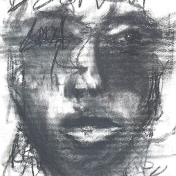 Drawing titled "LOSING IT.1" by Fryd, Original Artwork, Charcoal