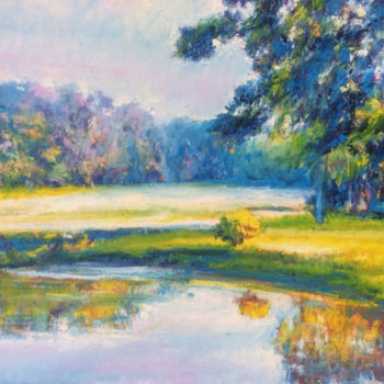 Pintura intitulada "Golf Field" por F. Stevaux, Obras de arte originais, Óleo