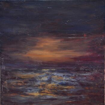 Painting titled "Noche de invierno" by Fuensanta R.Urien, Original Artwork, Oil Mounted on Wood Stretcher frame