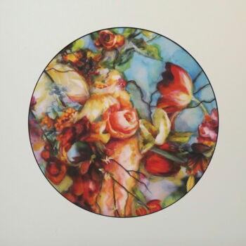 Malerei mit dem Titel "Regard sur jardin" von Helene Fuhs, Original-Kunstwerk, Aquarell