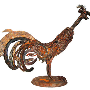 Sculpture titled "Coq à clous" by Vincent Libecq, Original Artwork