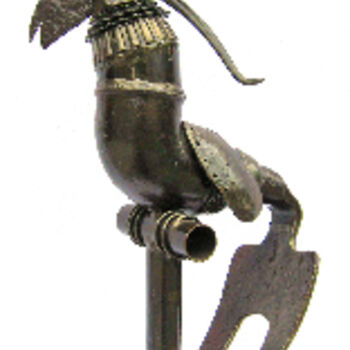 Sculpture intitulée "Perroquet ébouriffé" par Vincent Libecq, Œuvre d'art originale
