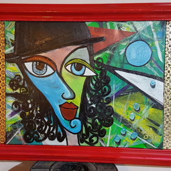 Painting titled "Strano tipo con cap…" by Latini, Original Artwork, Acrylic