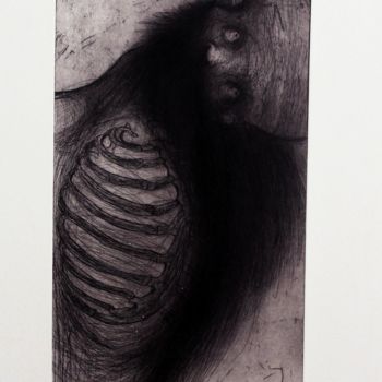 Estampas & grabados titulada "autoretrato-preso-d…" por Andres Vazquez Gloria, Obra de arte original, Grabado