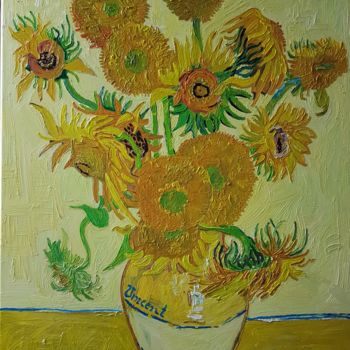 Painting titled "Sunflowers - Van Go…" by Robin Funk, Original Artwork, Oil