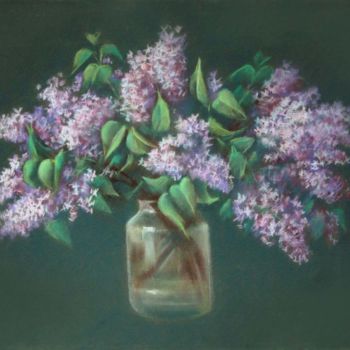 Dibujo titulada "Lilac" por Valentina Fedorova, Obra de arte original, Pastel