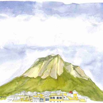 Картина под названием "Mount Vesuvius" - Hui Ching Hsu, Подлинное произведение искусства, Акварель