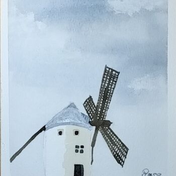 Peinture intitulée "windmill" par Hui Ching Hsu, Œuvre d'art originale, Aquarelle