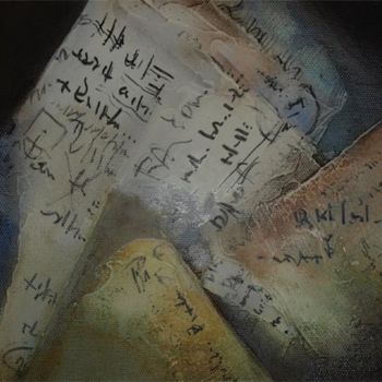 Peinture intitulée "les pages oubliées/…" par Laurence Moreux, Œuvre d'art originale