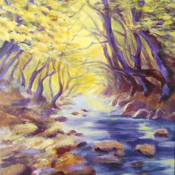 "paysage-jaune-violet" başlıklı Tablo Véronique Roncin tarafından, Orijinal sanat, Akrilik