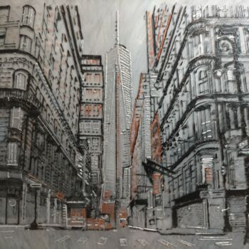 Painting titled "MANHATTAN STREET VI…" by Fv, Original Artwork, Stained glass painting