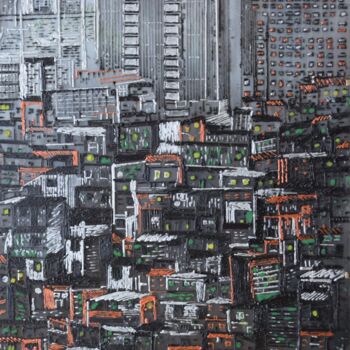 Peinture intitulée "FAVELAS" par Fv, Œuvre d'art originale, Peinture vitrail