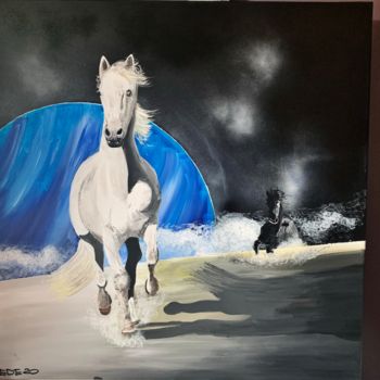 Peinture intitulée "Horses on the moon" par Federico Zucchetti (FEDE), Œuvre d'art originale, Acrylique