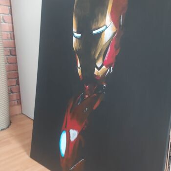 Pittura intitolato "Iron Man 2" da Guillaume Bn, Opera d'arte originale, Acrilico Montato su Telaio per barella in legno