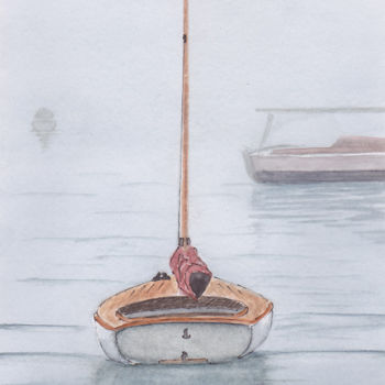 Peinture intitulée "Mouillage dans la b…" par Guillaume Flouriot, Œuvre d'art originale, Aquarelle