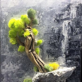 Peinture intitulée "arbre sur falaise e…" par Guillaume Minssieux, Œuvre d'art originale, Acrylique