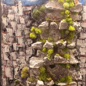 Peinture intitulée "paysage rocheux en…" par Guillaume Minssieux, Œuvre d'art originale