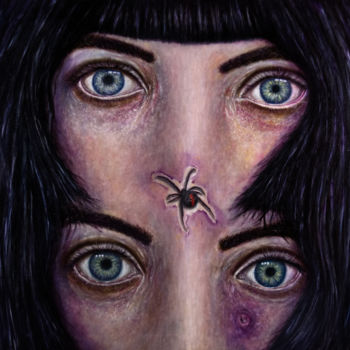 Pittura intitolato "Spider Woman" da Gian Roberto Tognetti, Opera d'arte originale, Olio