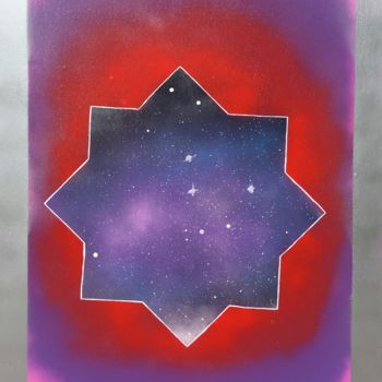Malerei mit dem Titel "Vue sur galaxie" von Wezalen, Original-Kunstwerk, Sprühfarbe