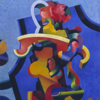 Painting titled "Фигура на синем." by Gennadii Troshkov, Original Artwork, Oil