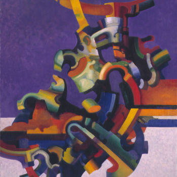 Картина под названием "Композиция с фиолет…" - Геннадий Трошков, Подлинное произведение искусства, Масло
