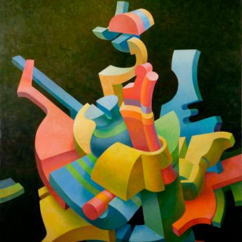 Картина под названием "Конструкция в форме…" - Геннадий Трошков, Подлинное произведение искусства, Масло