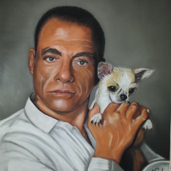 Painting titled "Jean Claude Vandamm…" by Gaawouelart, Original Artwork, Pastel