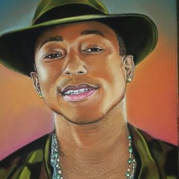 Painting titled "Pharell Williams" by Gaawouelart, Original Artwork, Pastel