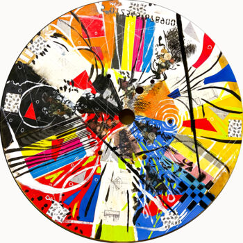 Collages intitolato "Circle 2" da Giovanni Gabassi, Opera d'arte originale, Acrilico Montato su Pannello di legno