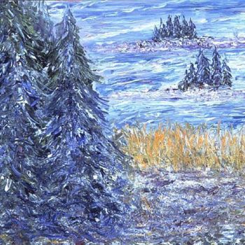 Painting titled "Canadian Winter Sce…" by Antoine Gaber, Original Artwork, Oil