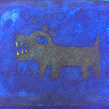 Malerei mit dem Titel "Angry dog" von Gabo Mendoza, Original-Kunstwerk, Öl