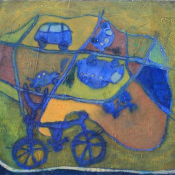 Pittura intitolato "Blue Chemin" da Gabo Mendoza, Opera d'arte originale, Acrilico