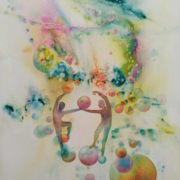 Schilderij getiteld "Energies vibrations…" door Gabor, Origineel Kunstwerk, Aquarel