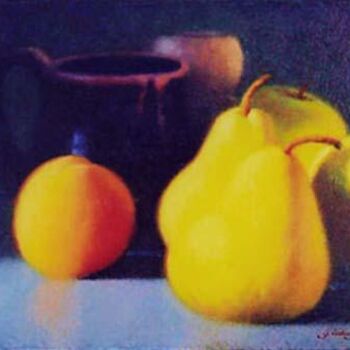 Painting titled "Still Life with Pea…" by Gabor Csakany, Original Artwork