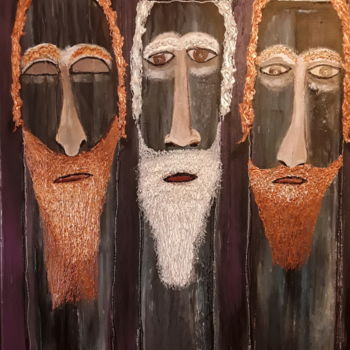 Peinture intitulée "Vieux sages hebreux" par Goy'Art, Œuvre d'art originale, Acrylique