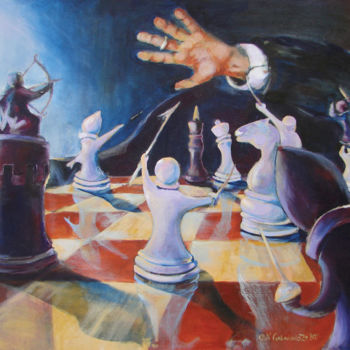 Printmaking titled ""Chess revolution"…" by Nicholas Gabrichidze, Original Artwork, Digital Print